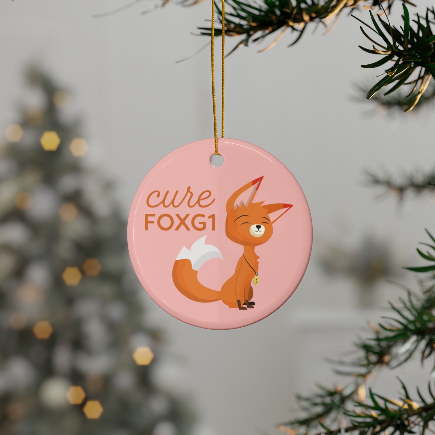 Pink Cure FOXG1 Frankie Ornament