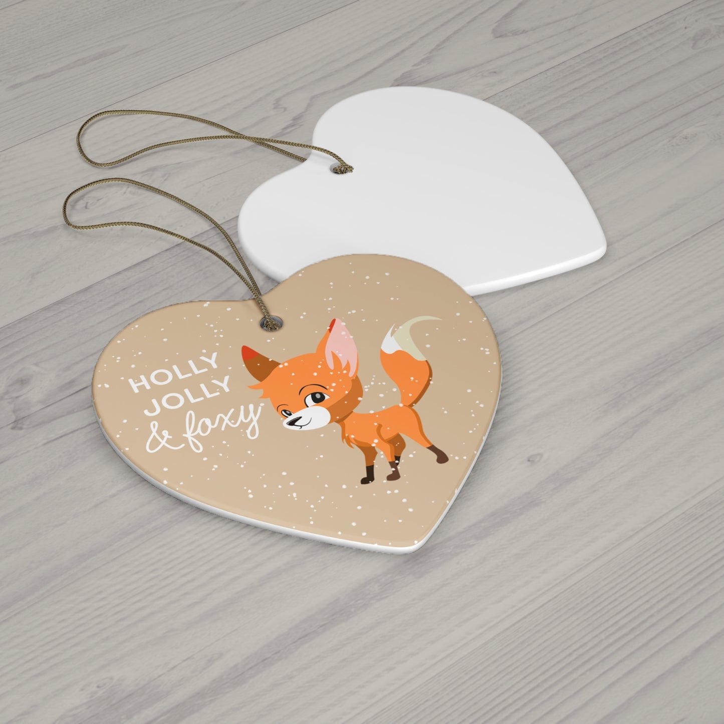 Neutral Holly Jolly & Foxy Heart Ornament