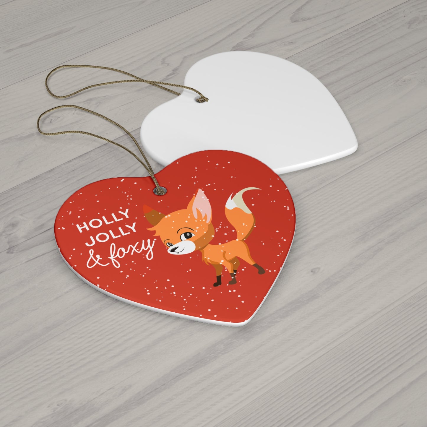 Red Holly Jolly & Foxy Heart Ornament