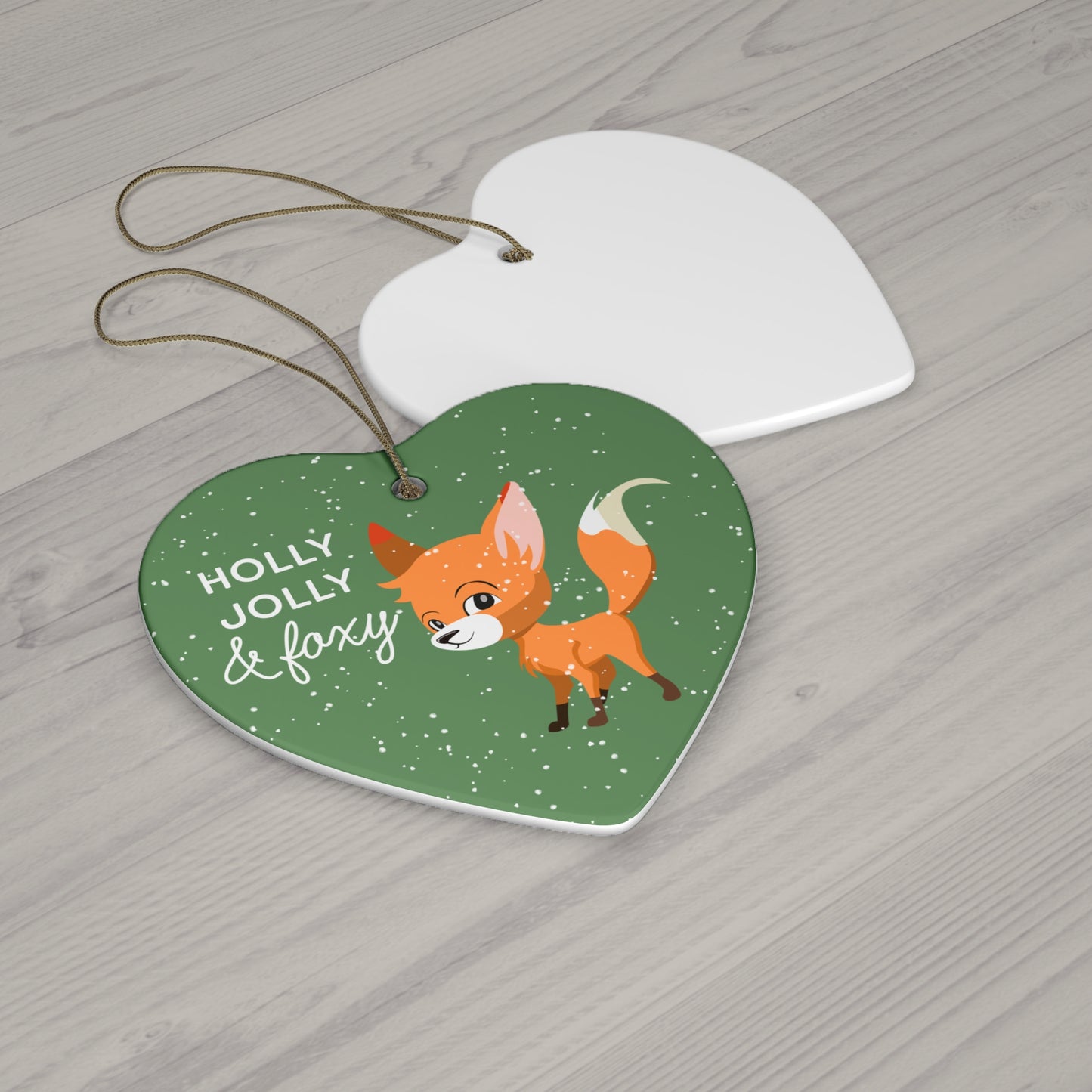 Green Holly Jolly & Foxy Heart Ornament