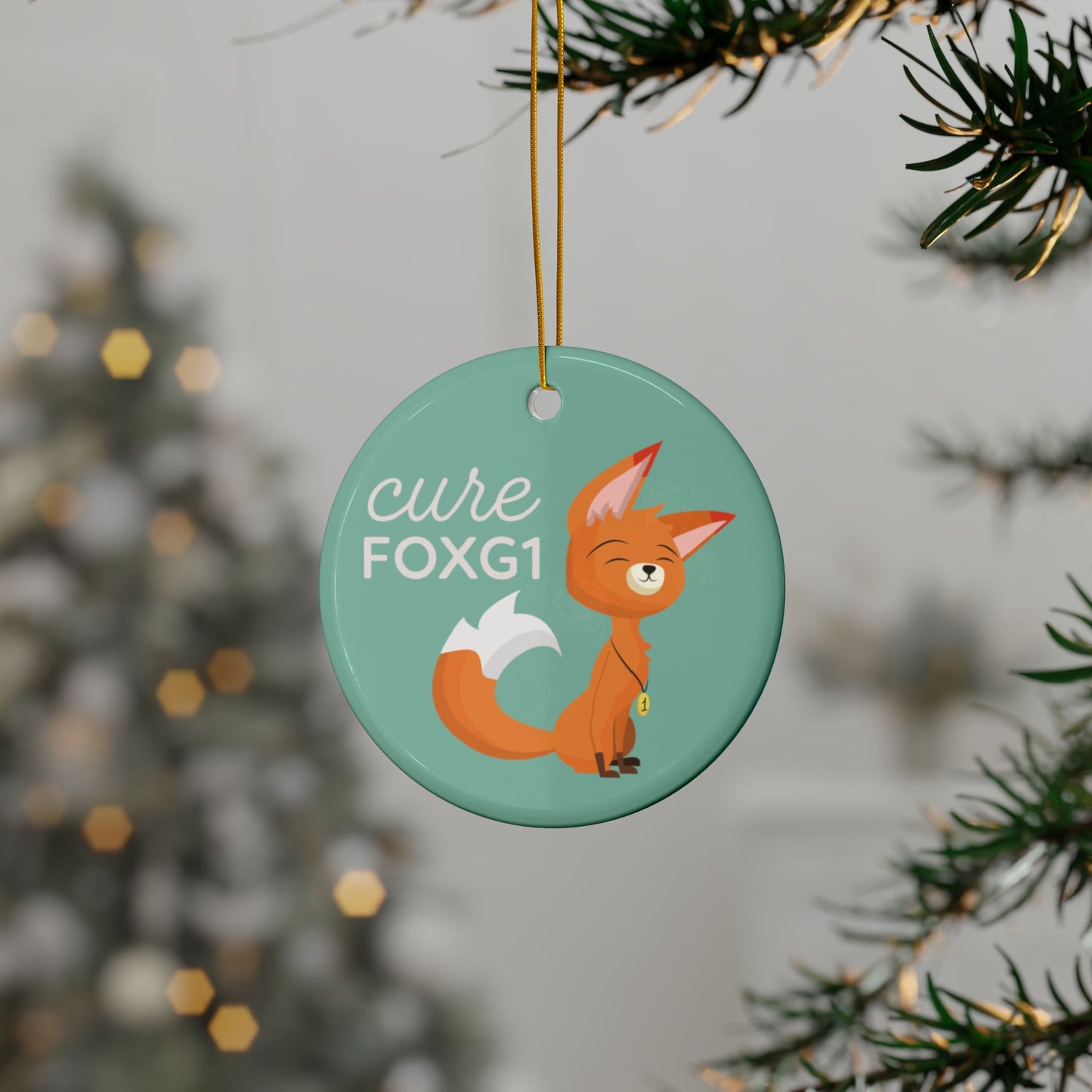 Teal Cure FOXG1 Frankie Ornament