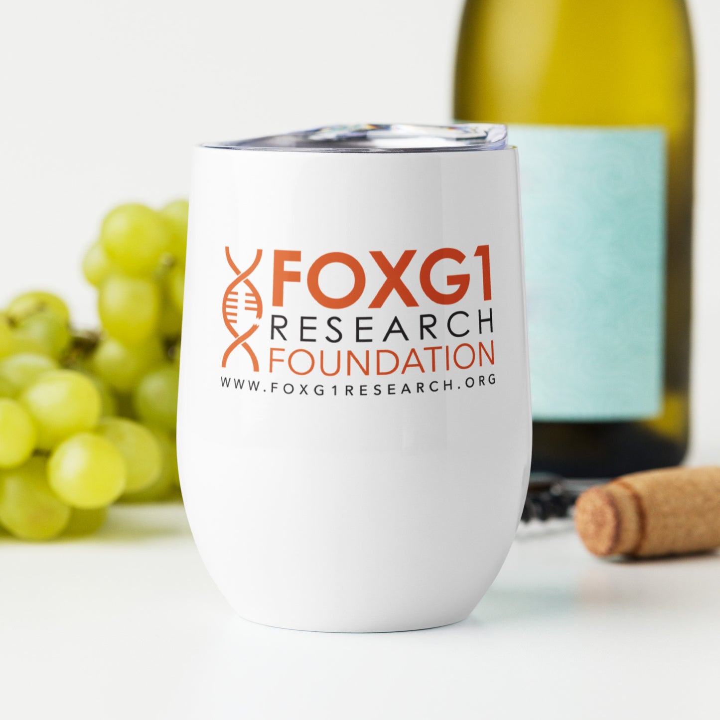 FOXG1 Foundation Wine Tumbler - White