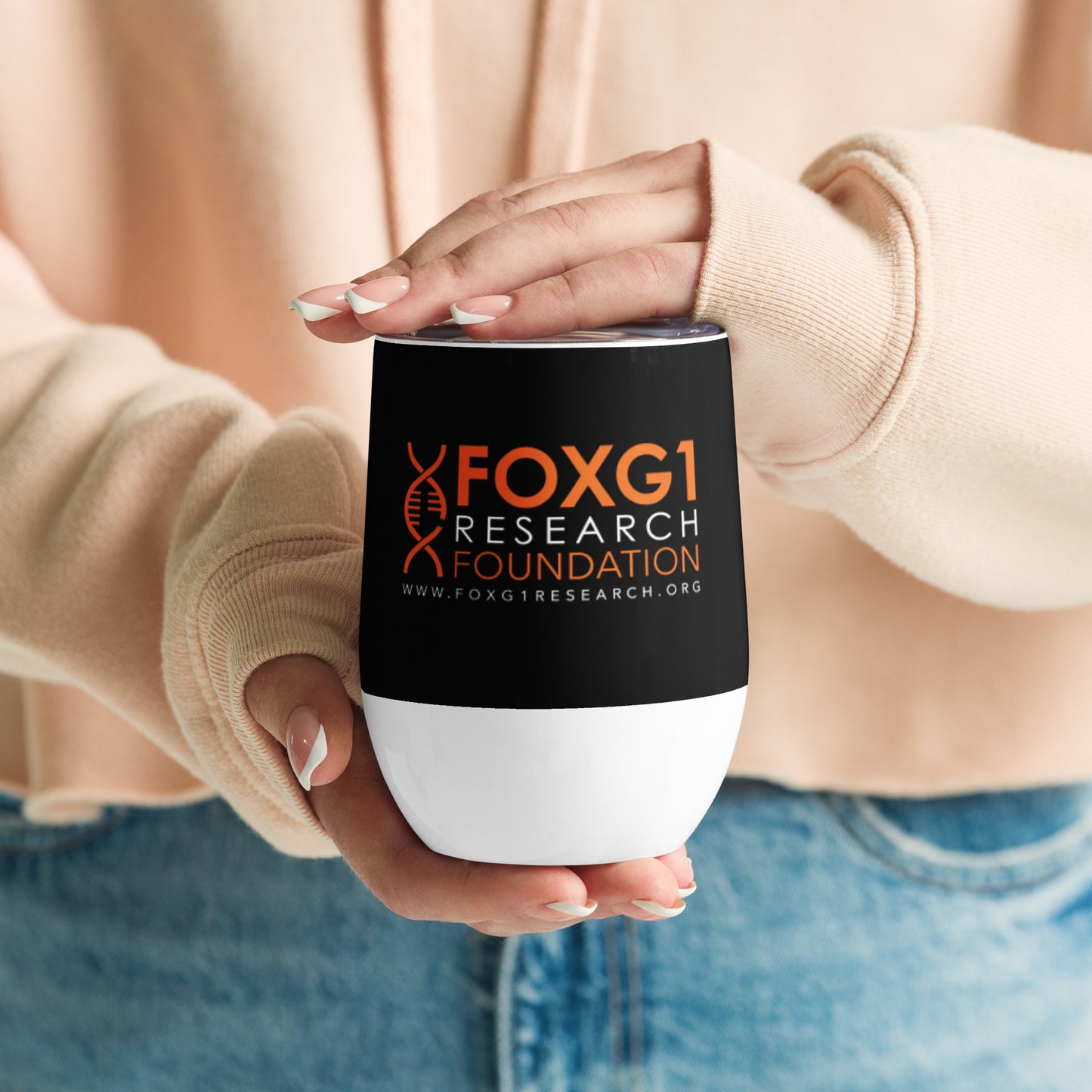 FOXG1 Foundation Wine Tumbler - Black