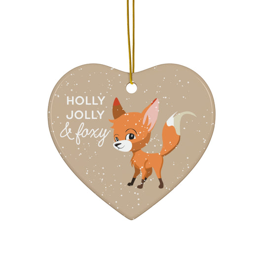 Neutral Holly Jolly & Foxy Heart Ornament