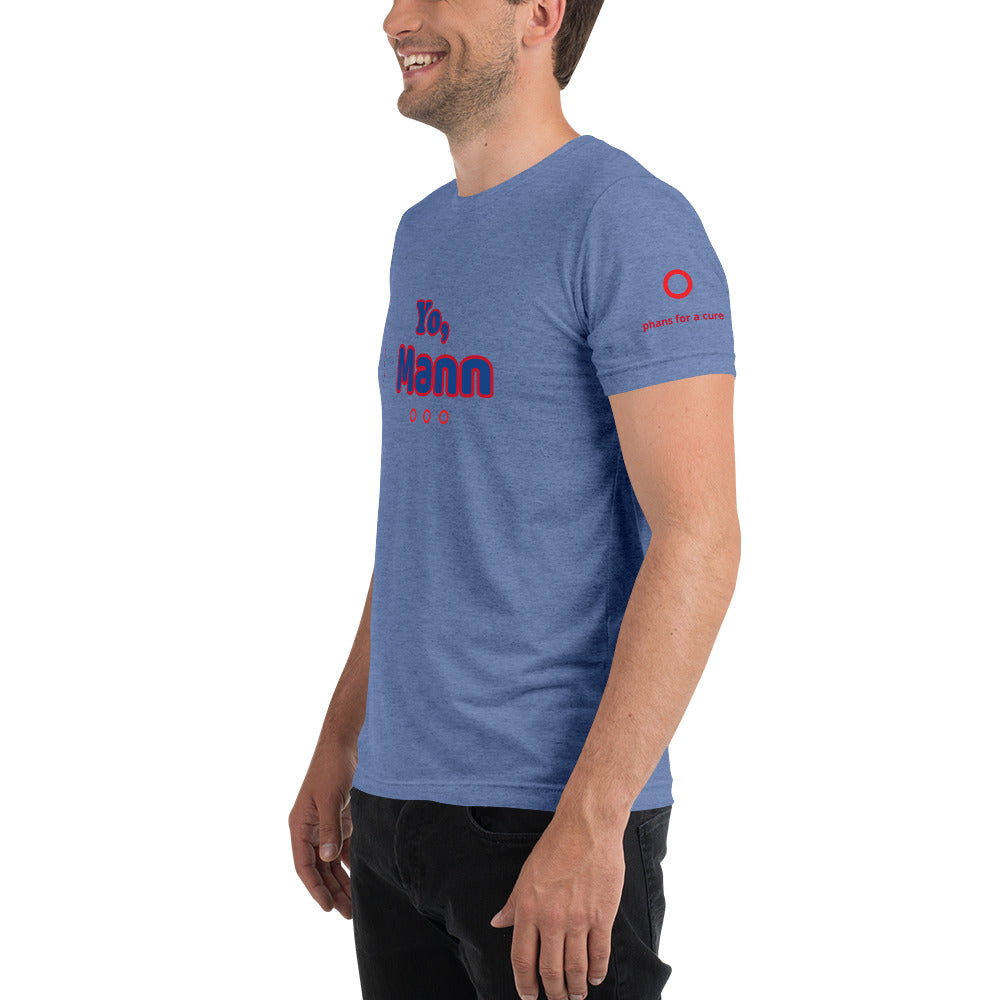 Yo, Mann  t-shirt - tri-blend (blue and red)