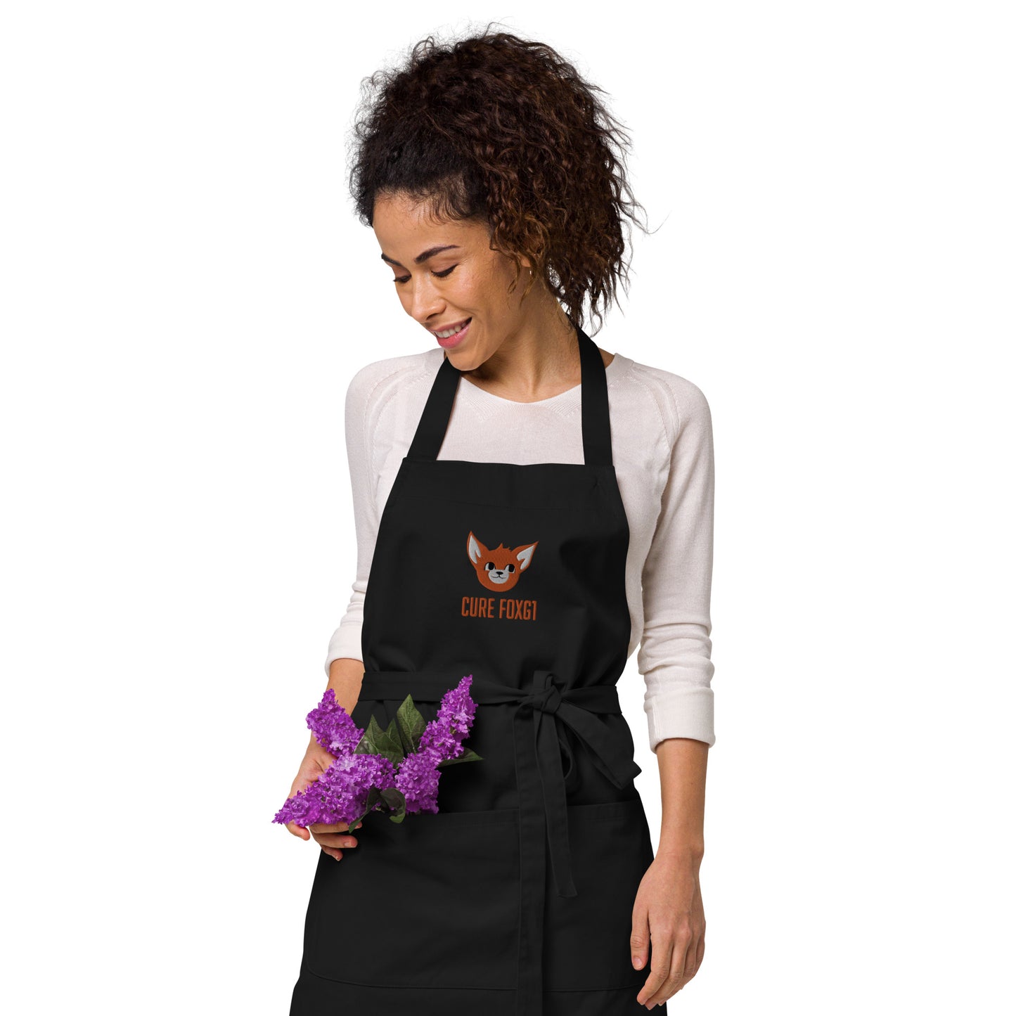 Embroidered Cure FOXG1 Organic Cotton Apron