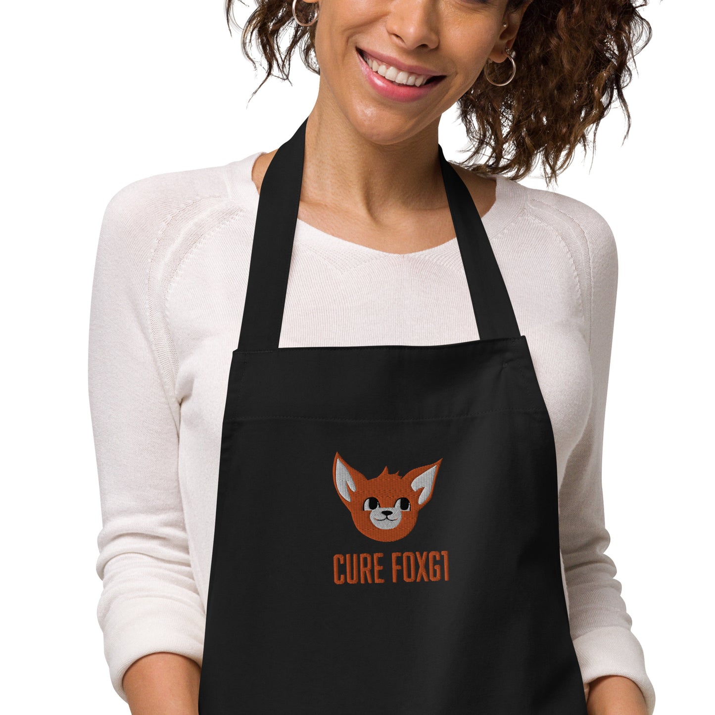 Embroidered Cure FOXG1 Organic Cotton Apron