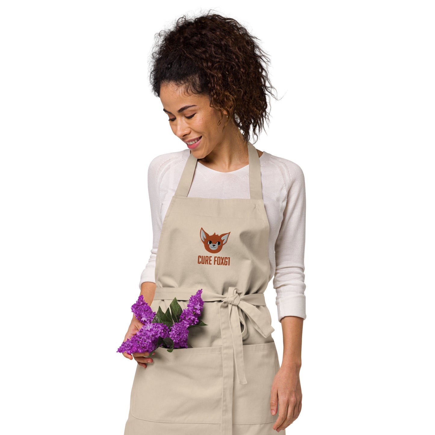 Embroidered Cure FOXG1 Organic Cotton Apron