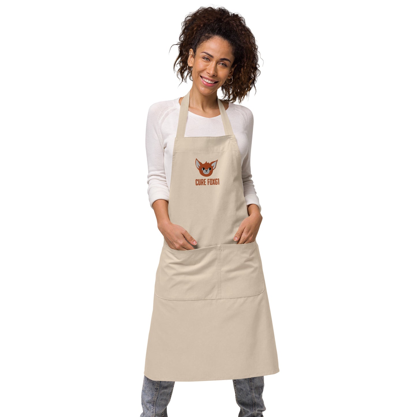 Embroidered Cure FOXG1 Organic Cotton Apron