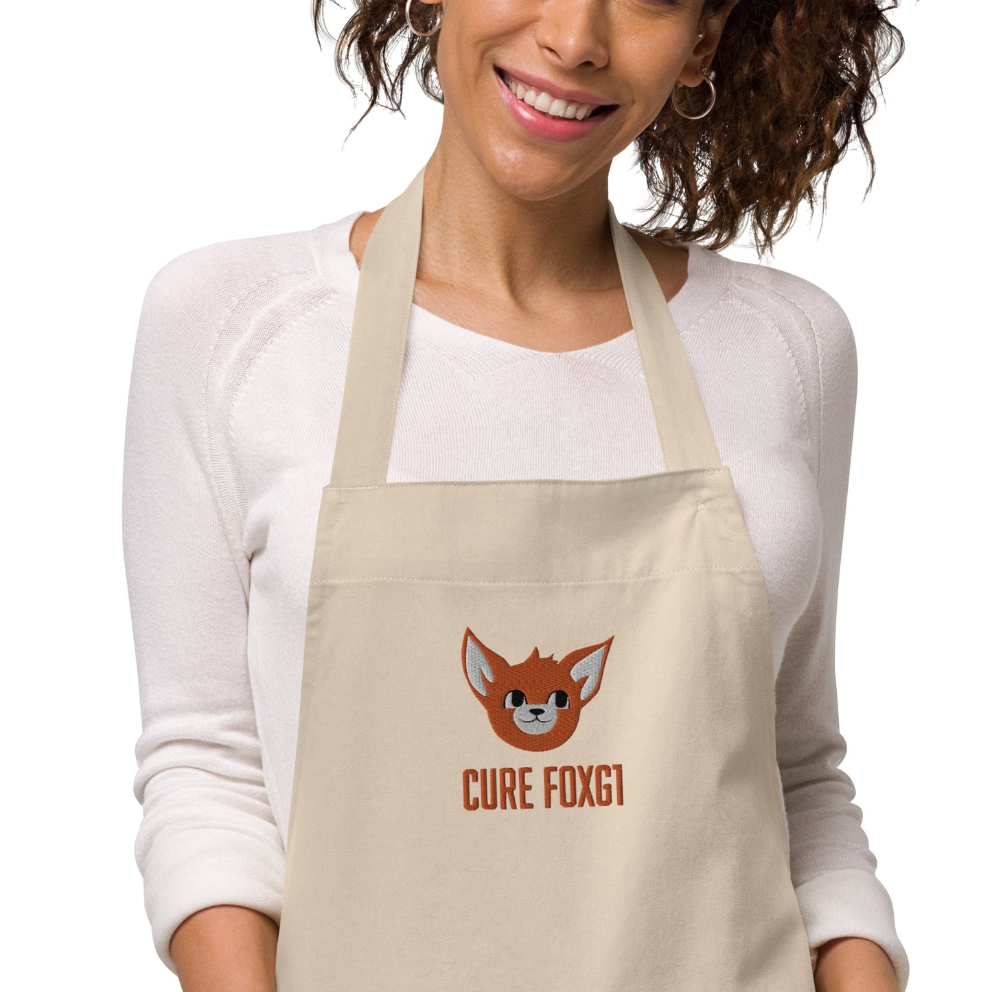 Embroidered Cure FOXG1 Organic Cotton Apron