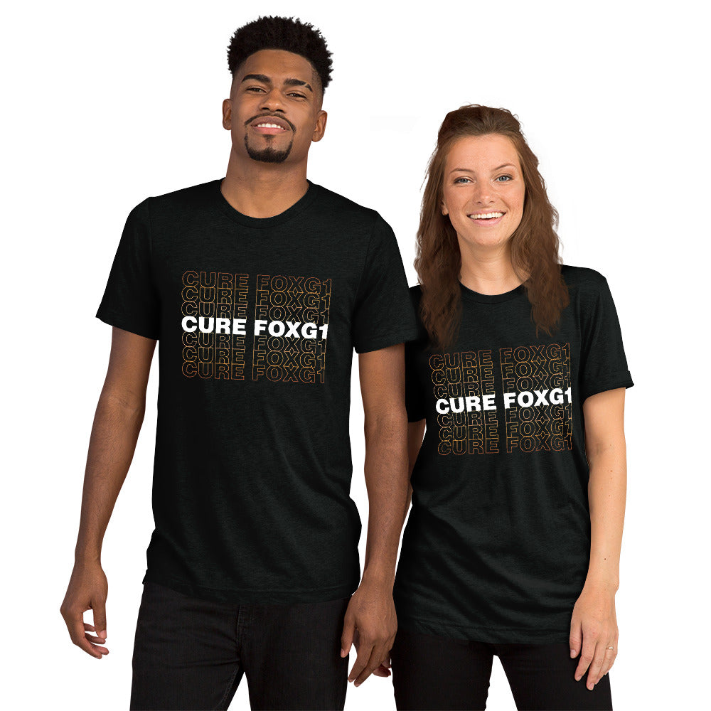 Cure FOXG1 Unisex Tri-Blend T-shirt - Orange Ombre