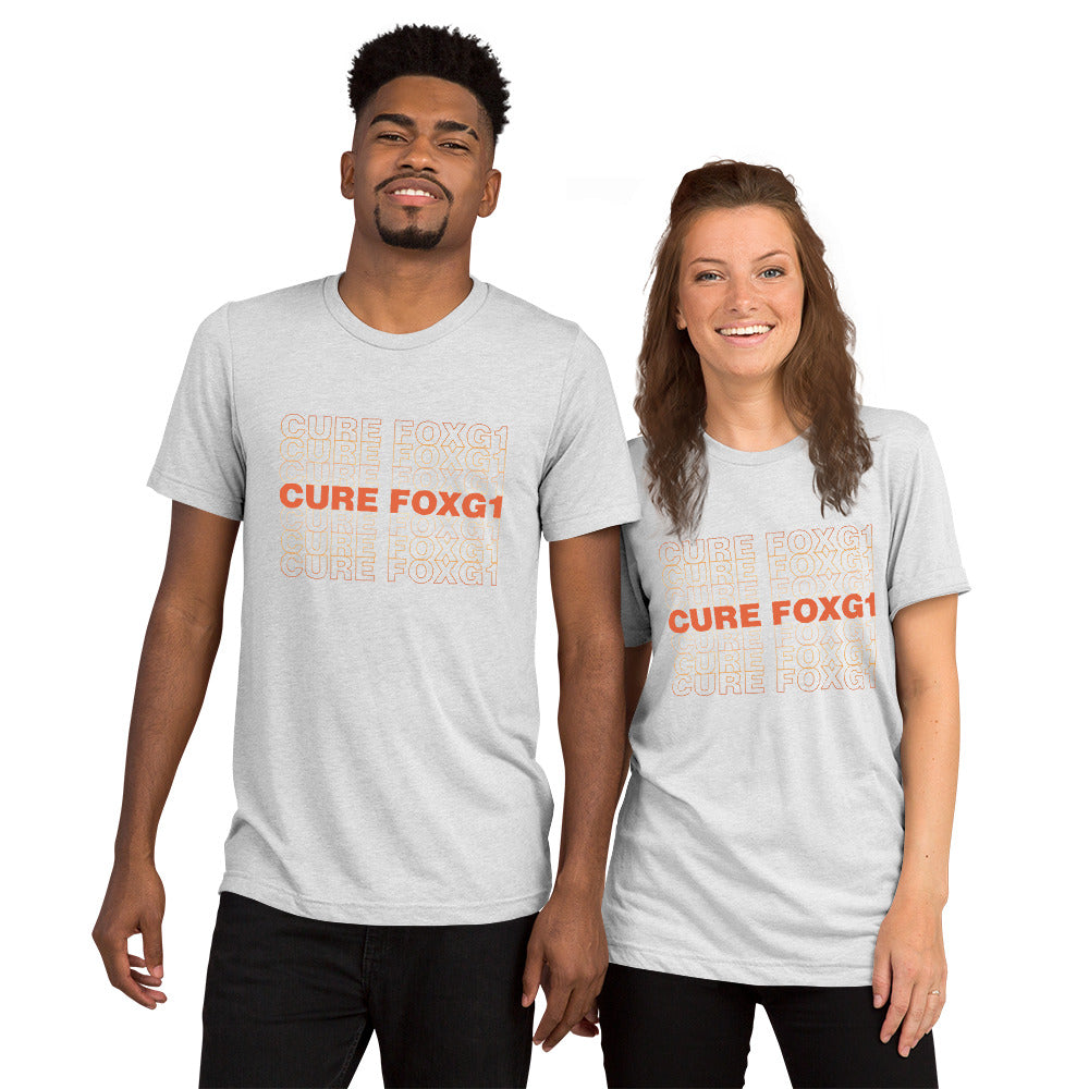 Cure FOXG1 Unisex Tri-Blend T-shirt - Orange Ombre