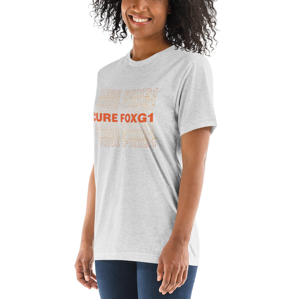 Cure FOXG1 Unisex Tri-Blend T-shirt - Orange Ombre