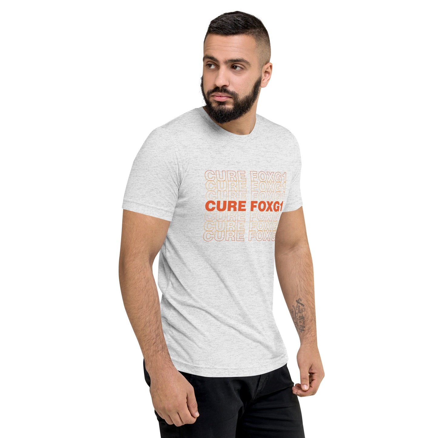 Cure FOXG1 Unisex Tri-Blend T-shirt - Orange Ombre