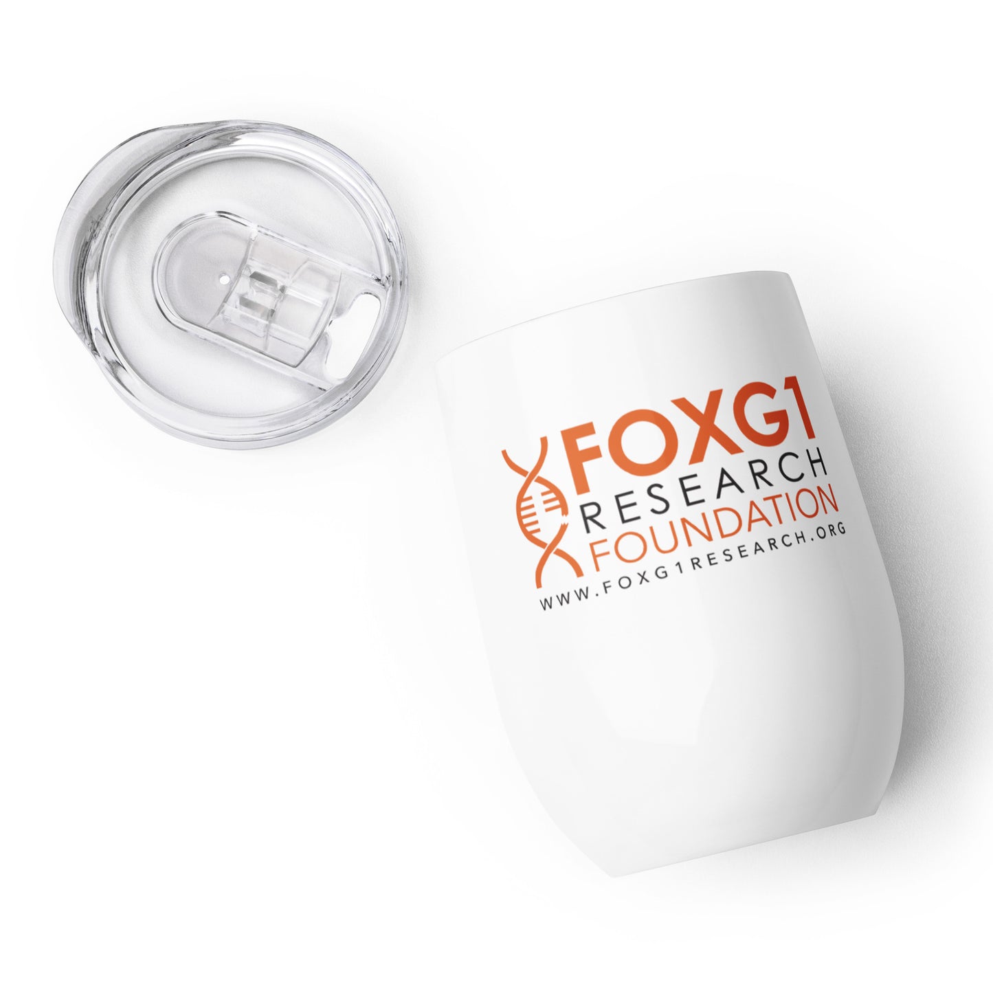 FOXG1 Foundation Wine Tumbler - White