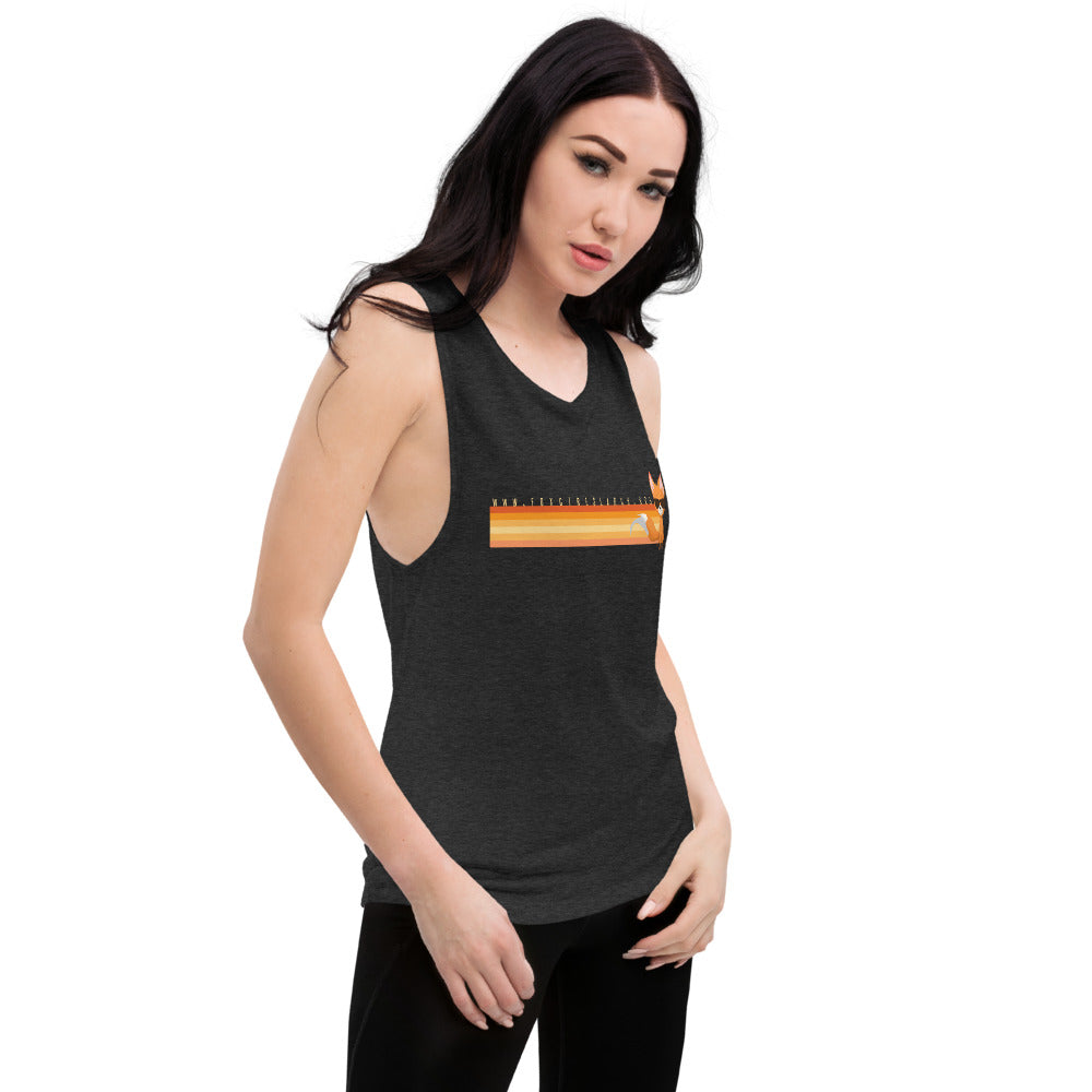 Retro Orange Collection - Stripe Ladies’ Muscle Tank