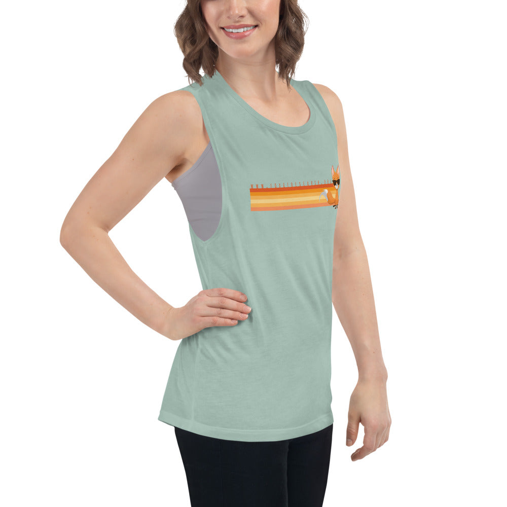 Retro Orange Collection - Stripe Ladies’ Muscle Tank