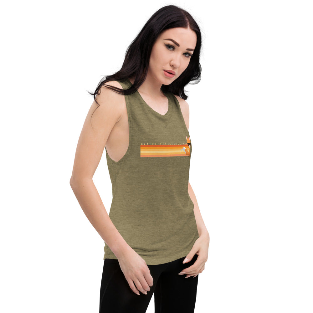 Retro Orange Collection - Stripe Ladies’ Muscle Tank