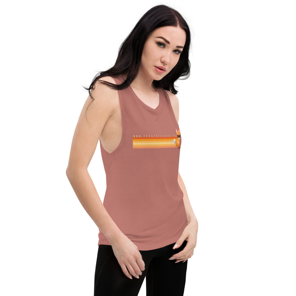 Retro Orange Collection - Stripe Ladies’ Muscle Tank